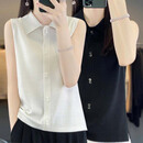 【爆款轻奢】2025新款设计感女士衬衫领内搭精纺毛针织背心上衣 经典白+经典黑 2XL 【建议140-155斤】