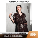 UR【钟楚曦同款】2025秋季新款女装潮流褶皱超长风衣UWJ150068 酒红色 S