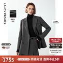 朗姿复古羊毛灰色高智气质通勤职业西服外套女2024冬季新款西装 深灰色2 M