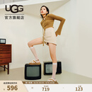 UGG春季女士休闲时尚交叉鞋面厚底舒适弹力束带毛毛凉鞋 1121550 CHE | 栗色 38