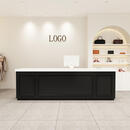 服装店现代简约收银台店铺小型吧台桌网红前台美容院柜台接待台 烤漆黑+白色台面 500.0x60.0x100.0cm