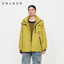 URLAZH有兰商场同款2025冬季新款可拆卸连帽慕斯茶语宽松棉服外套女 黄绿 M