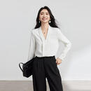 伯德小姐白色衬衫v领职业装女西装内搭上衣正装面试通勤日常上班雪纺衬衣