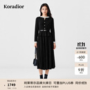 珂莱蒂尔2025年冬季新款假两件绵羊毛混纺法式针织连衣裙小黑裙女 黑色 M