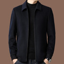 花花公子（PLAYBOY）外套男春秋高端中年男士厚款翻领毛呢夹克男 藏青(11598款)羊毛 M 170 建议90-125斤