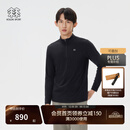 KOLON SPORT/可隆户外长袖T恤 男士仿羊驼质感半拉链长袖T恤 LHZT5WN097-BK 黑色 L 175/96A