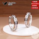 范嘉伦（VanCalen）耳环女轻奢高级感耳饰超闪锆石耳圈送女友七夕情人节礼物 大版银色【925银内径14mm】