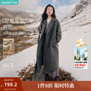 茵曼2025秋冬女装新款100%绵羊毛双面呢外套女美拉德翻驳洋气长款大衣 深花灰 S 155-162cm /95-110斤