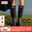 HUNTER女士雨鞋Refined精致高筒靴拉链拼接款长筒靴女靴雨靴 黑色/BLK 38