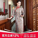 玺玥中国风传统非遗宋锦桑蚕丝旗袍连衣裙高端手工宴会晚礼服秋季新年 图片色 M (体重95~105)