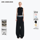 ANN ANDELMAN【王玉雯同款】官方直营 牛仔腰头拼接西裤直筒长裤 黑色 XS