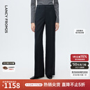 朗姿深灰色直筒裤腿羊毛西装裤女压褶通勤风西服裤2025年冬季新款 深灰色 M