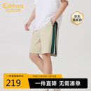卡宾男装LOGO刺绣休闲短裤24夏宽松裤子拼接潮流 杏色 50