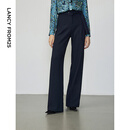 朗姿新款气质高腰显瘦通勤职业阔腿西装裤直筒春季新款长裤西裤女 暮色藏蓝色 M