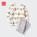 优衣库婴幼儿宝宝绘本合作系列睡衣长袖起居服套装25秋新款478467 03 灰色 100