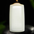 曼丽翠和田玉糖白无事牌收藏级平安牌项链男款附糖羊白证书 糖白无事牌