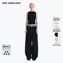 ANN ANDELMAN【王玉雯同款】官方直营 牛仔腰头拼接西裤直筒长裤 黑色 XS