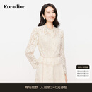 珂莱蒂尔【商场同款】2025新蕾丝衫女长袖优雅立领设计感上衣 本白色 L