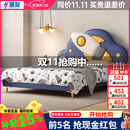 童友儿童床男孩童趣火箭床卡通太空床简约创意男童床箱体储物小户型床 真皮单床+升级双面床垫 1800*2000【15厘米排骨架】