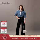 Calvin Klein时尚单肩包礼物链条包包金属字母旋扣翻盖CK女包斜挎马鞍包DH3240