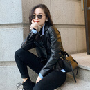 凯撒（KAISER）凯撒真皮皮衣女羊皮机车款单皮外套修身皮衣韩版时尚女装黑色XL