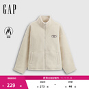 GAP女装2025秋季新款贴布绣logo仿羊羔绒宽松拉链立领外套843660 米色 M (165/88A) 亚洲尺码