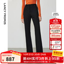 朗姿复古通勤高弹喇叭裤西裤冬季新款职业气质高腰女士西装裤长裤 黑色2加绒 M