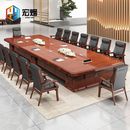 宏烟会议桌长桌多人开会桌大型培训桌油漆贴实木皮洽谈桌椅组合 10*2米+28把椅子