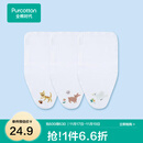 全棉时代 婴儿纱布汗巾水洗纯棉吸汗巾隔汗巾垫背巾宝宝新生儿幼儿 3条装 【小猫+小鹿+小鸟四叶草】 25×50cm