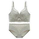 FENTENGG轻奢品牌维多利亚蕾丝内衣女小胸聚拢收副乳防下垂无钢圈纯欲风 绿色套装 70A 32B 通杯