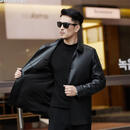 AX阿玛尼头层绵羊皮男夹克休闲爸爸装 黑色【单皮】 M 170