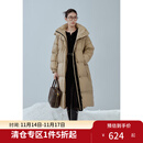 独束大码女装可拆卸连帽休闲羽绒服女微胖mm冬新款通勤保暖羽绒外套 卡其色 L (尺码：2)