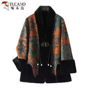 啄木鸟（TUCANO）妈妈秋冬装皮毛一体外套女中老年人皮草高贵金貂绒奶奶装大衣女装 黄色 XL (120-140斤)