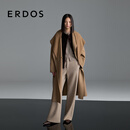 ERDOS【秀场同系列】25秋冬大翻领简约大气通勤女羊绒大衣毛呢大衣外套 卡其 L 170/88A