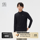KOLON SPORT/可隆户外长袖T恤 男士仿羊驼质感半拉链长袖T恤 LHZT5WN097-BK 黑色 L 175/96A
