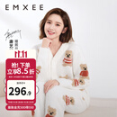 嫚熙（EMXEE）唐艺昕同款秋冬季睡衣小熊半边绒亲子装孕妇怀孕期月子服 小熊白色【7A抗菌防螨】 M【奢柔半边绒】