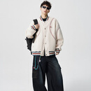 森马（Semir）美式覆古棒球棉服男冬季新款运动休闲棉衣学院风情侣毛呢加厚外套 本垒白(棉衣) M 90-110斤左右