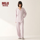 无印良品（MUJI）女式柔软针织前开睡衣套装女士家居服女款女装25年秋季 FD32CC5A 烟熏粉色 S -M 上装160/84A 下装160/66A
