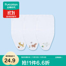 全棉时代 婴儿纱布汗巾水洗纯棉吸汗巾隔汗巾垫背巾宝宝新生儿幼儿 3条装 【小猫+小鹿+小鸟四叶草】 25×50cm