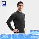 斐乐官方男子针织长袖上衣2025冬季新款健身运动加绒基础长T 深黑-BK L 175/96A/L