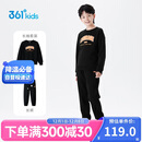 361°儿童套装25秋冬男女童3-14岁加绒保暖运动套装 黑175