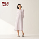 无印良品（MUJI）女式 柔软针织家居连衣裙 长袖睡裙女宽松家居服秋季 FD33CC5A 烟熏粉色 S -M (160/84A)