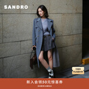 SANDRO2025秋冬新款女装法式气质简约浅灰色立体压褶A字阔腿短裤 27/浅灰色 L (40)