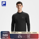 FILA 斐乐官方男子针织长袖上衣2025冬季健身运动加绒基础长T