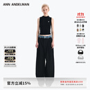 ANN ANDELMAN【王玉雯同款】官方直营 牛仔腰头拼接西裤直筒长裤 黑色 XS