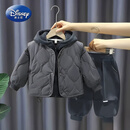 迪士尼（Disney）男童冬季棉服套装2025新款1-9岁儿童马甲三件套冬装加厚衣服外穿 灰色冬款加厚三件套 100
