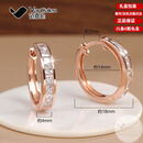 范嘉伦（VanCalen）耳环女轻奢高级感耳饰超闪锆石耳圈送女友七夕情人节礼物 大版玫瑰金色【925银内径14mm】