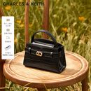 CHARLES&KEITH鳄鱼纹凯莉包手提斜挎婚包包女包生日礼物CK2-50270880-1 Black黑色 S