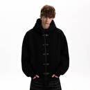 小红书爆款A PUEE美式覆古cleanfit飞机扣设计感拉炼卫衣boxy版型 黑色 L 均码