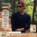 icebreaker【单依纯同款】100%美利奴羊毛男女200Oasis户外登山跑步功能内衣 纯黑-上衣-男生 M